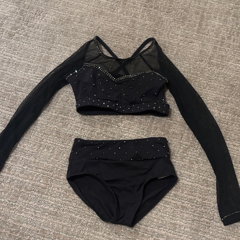 Black Mesh Long Sleeve Dance Set
